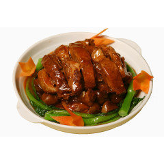 菜心芡汁脆皮烤鸭