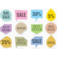 几何多彩促销标签矢量素材