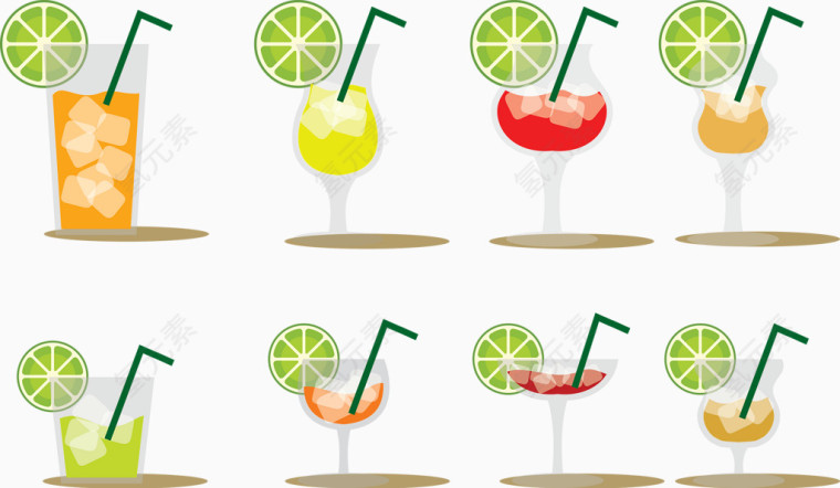 可爱饮品鸡尾酒矢量素材