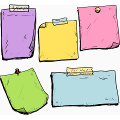 五张彩色手绘商务便利贴