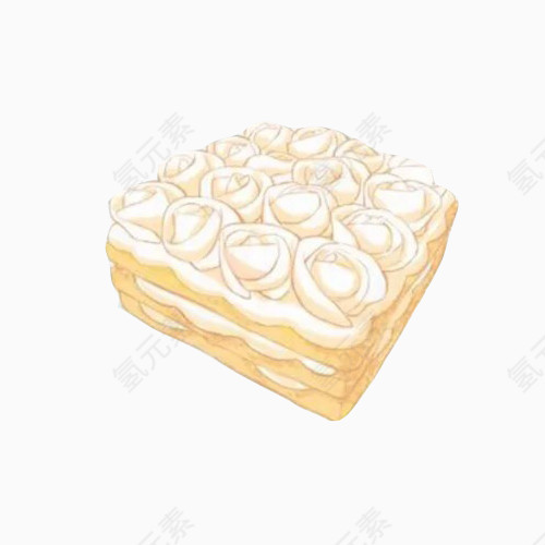 玫瑰造型蛋糕手绘画素材图片