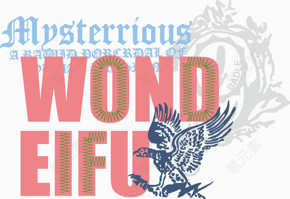 手绘飞鹰字母图案