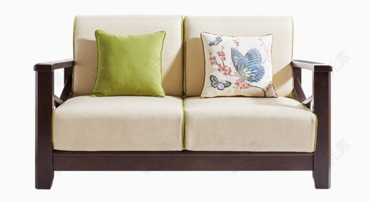 米色双人座布艺沙发