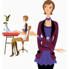 喝水和用电脑的女孩