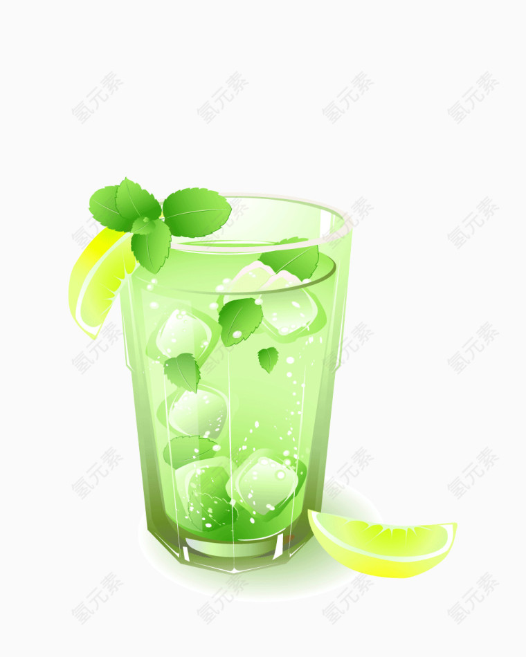 清爽感觉水果果汁饮品矢量素材