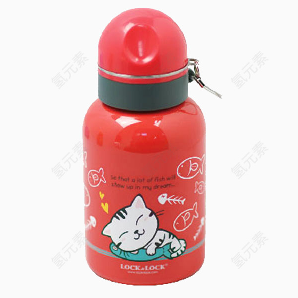 红色卡通猫水壶