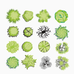 精美绿色树木平面装饰矢量素材