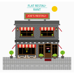 扁平化二层餐馆设计矢量