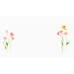 彩色水彩手绘郁金香花朵