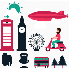 旅行元素图标矢量