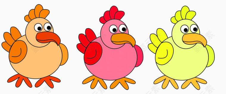 三只颜色不同的圣诞火鸡