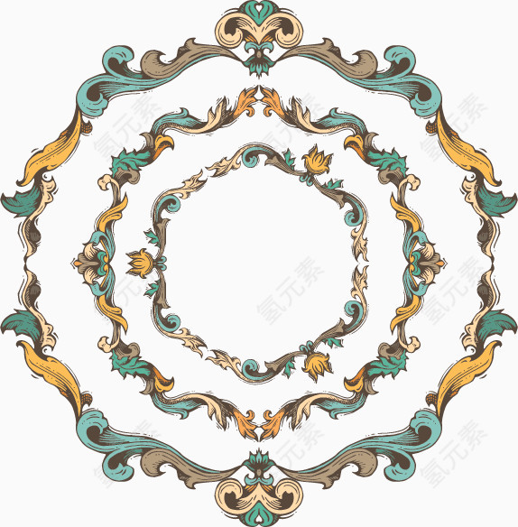 圆形变化复古边框矢量素材