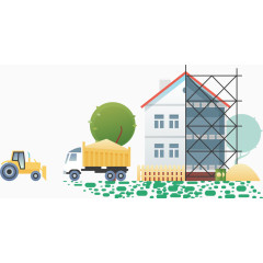 矢量手绘楼房建造