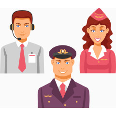 警察空姐空乘服务人员矢量卡通