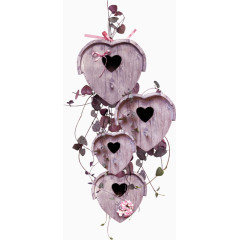 紫色植物木质鸟巢装饰