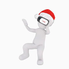 带着VR虚拟现实眼镜的小人