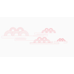 红色简约线条祥云装饰图案