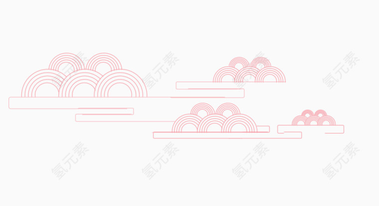 红色简约线条祥云装饰图案