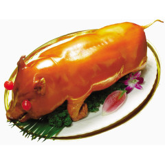金黄的烤乳猪美食餐饮