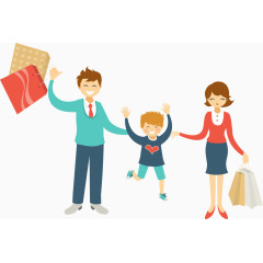 矢量逛街的一家人