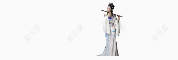 古典美女复古风吹笛子