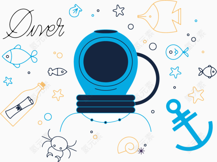 矢量图蓝色的机械