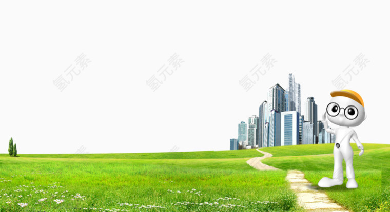 建筑草坪背景素材