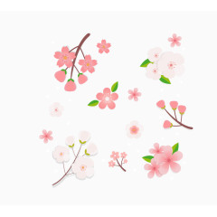 矢量彩色樱花枝装饰图案日本