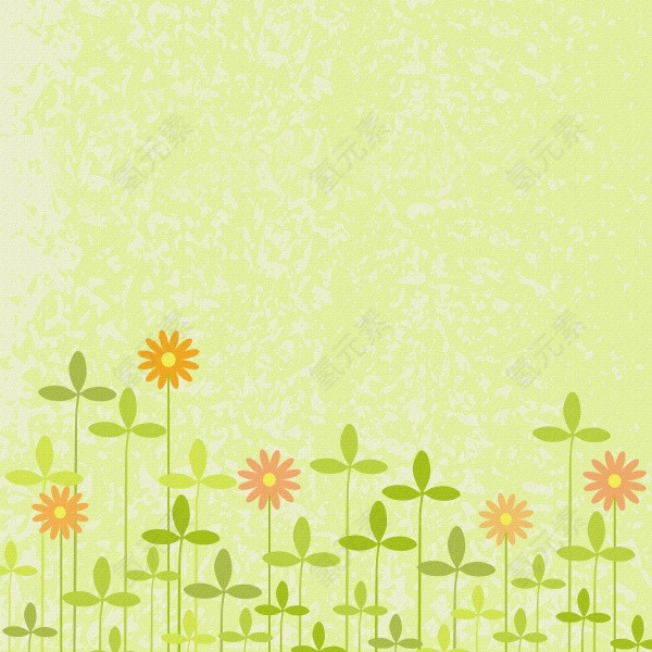 黄绿色花草底纹背景素材