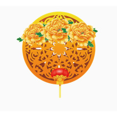 国庆节圆形雕花牡丹花
