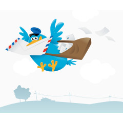 矢量蓝色卡通信鸽