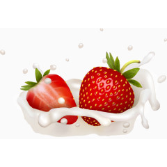 矢量草莓牛奶喷溅