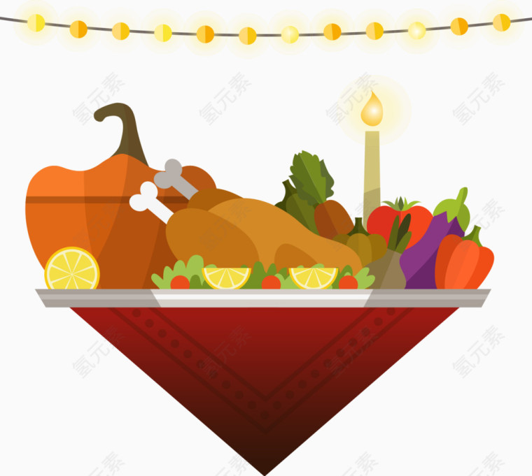 感恩节火鸡与灯饰