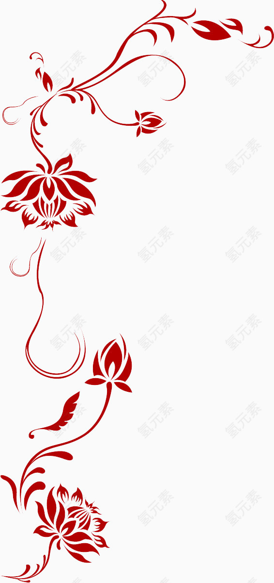 红色花朵纹样