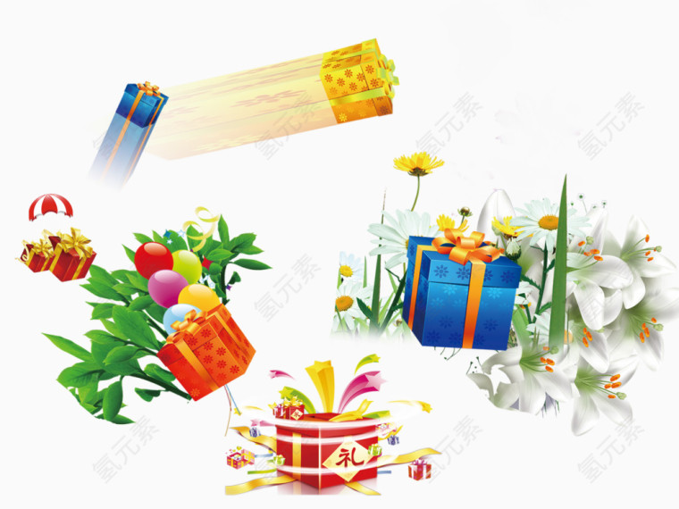 礼物盒花瓣漂浮