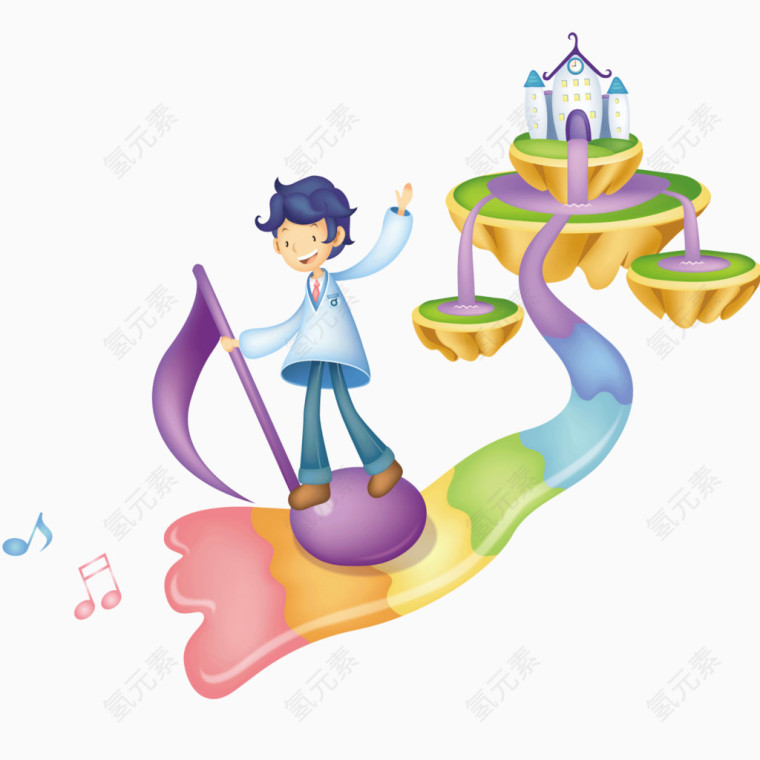 真在彩色天桥上男孩