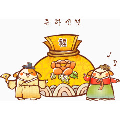 矢量福袋与卡通狗狗