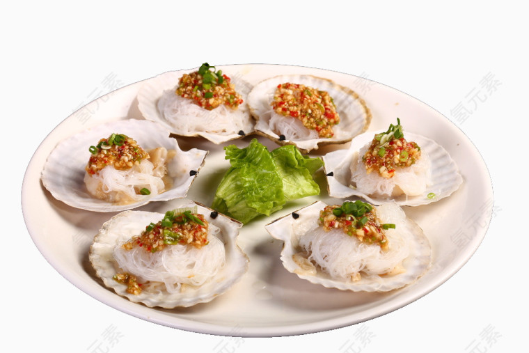 一盘蒜蓉蒸扇贝