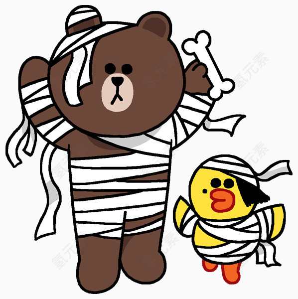 卡通手绘受伤小动物