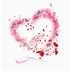 粉色爱心大红玫瑰花瓣