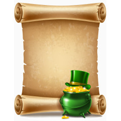 矢量卷轴插画绿色质感