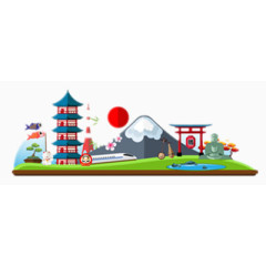 日本旅游季元素