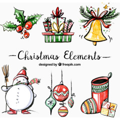 圣诞礼盒铃铛与雪人