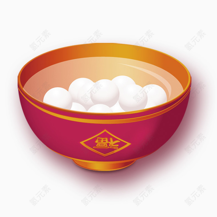 红色中国风汤圆装饰图案