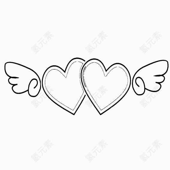 两个带翅膀的心型图案