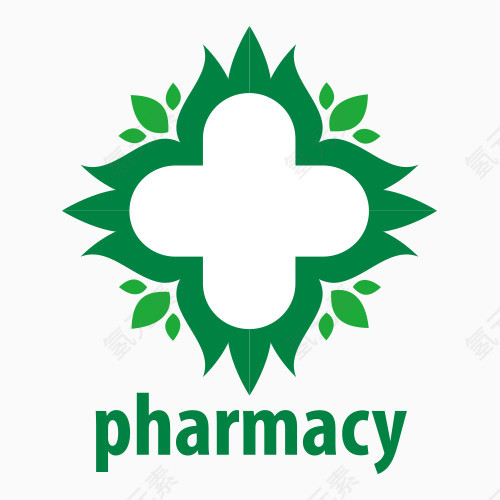 绿色医院叶子矢量图EPS