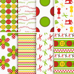 缝纫元素无缝矢量背景