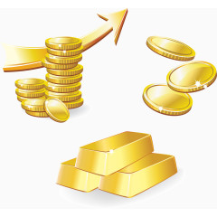 立体3D金币金条矢量图