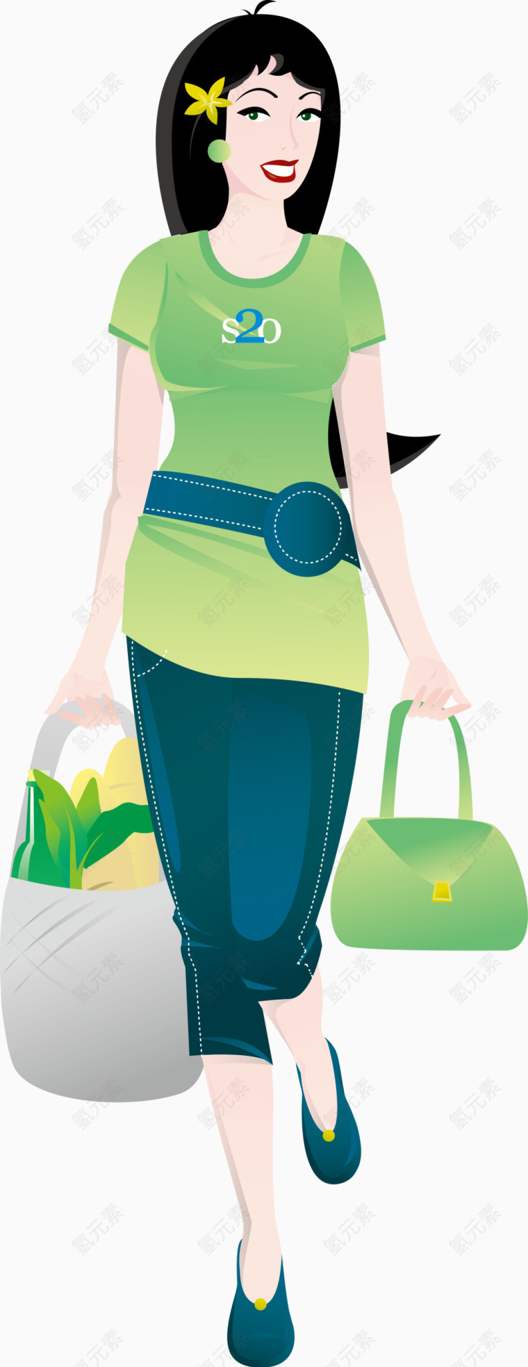 购物的女性矢量图
