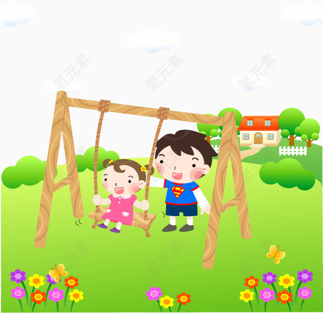 手绘儿童插画矢量图